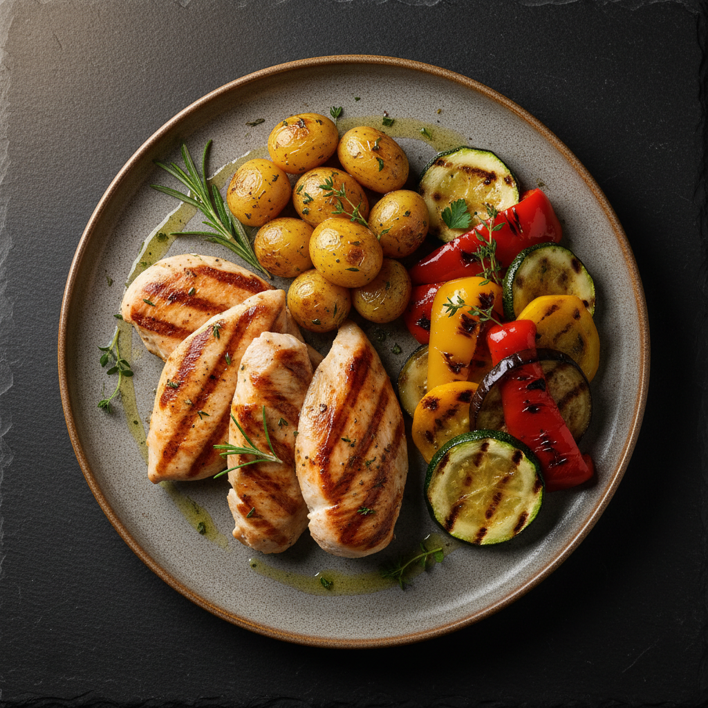 Pollo di Langa alla griglia con contorno